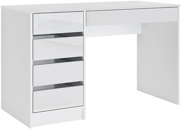 Table de Coiffage Moderne Sherry, Blanc Brillant 120 cm, Sans Miroir