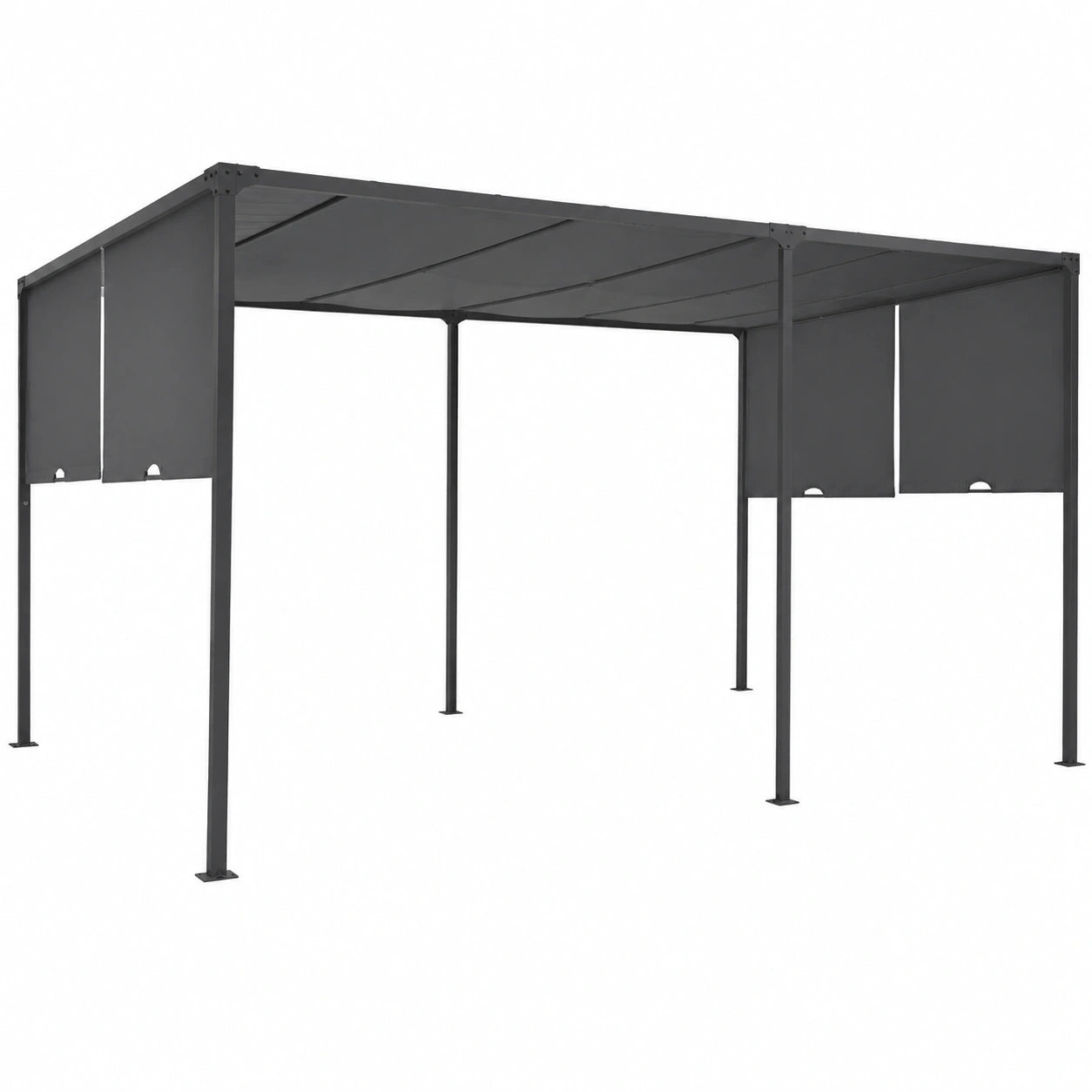 Pergola de Jardin Coulissante Double Pente 3x6m Gris Anthracite