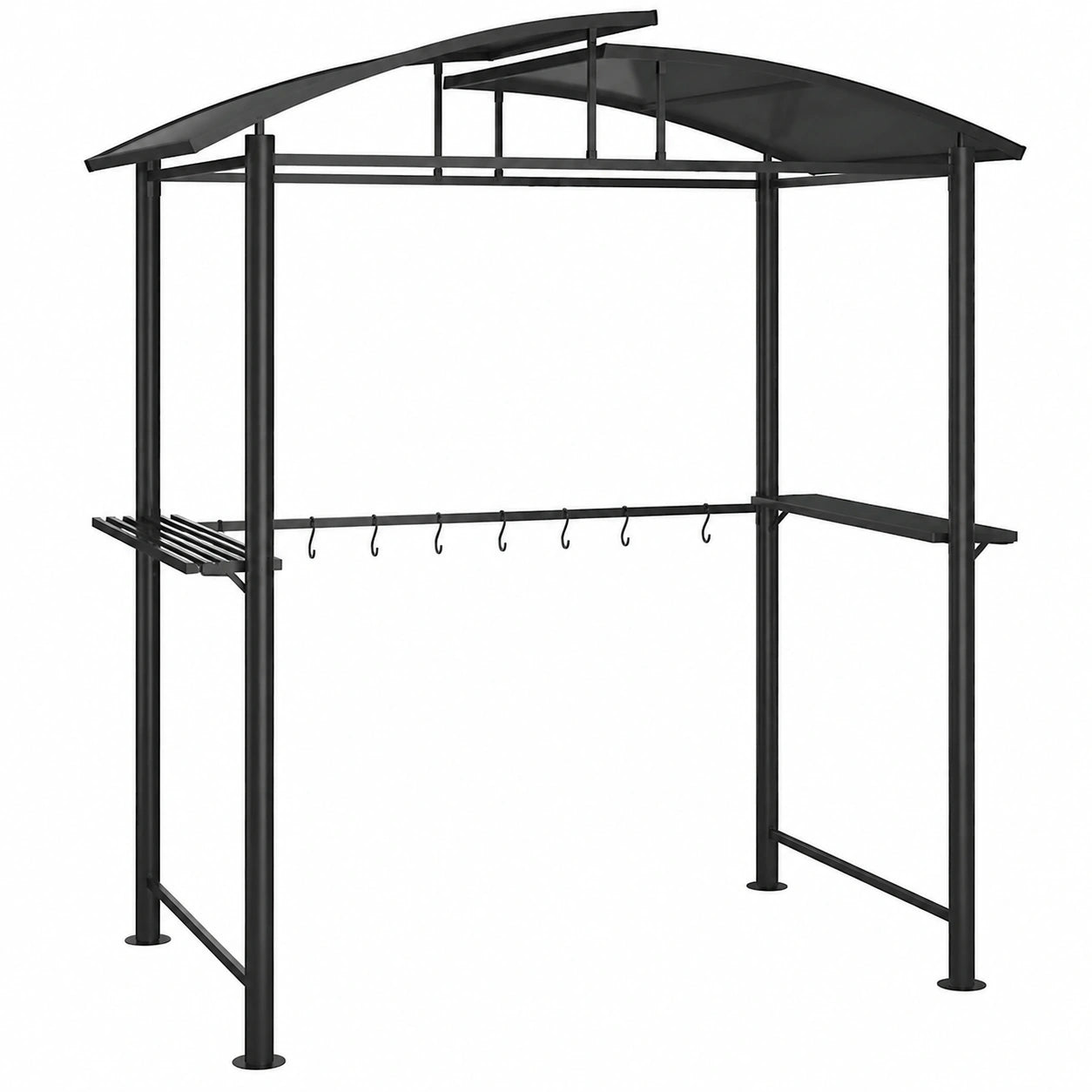 Pavillon de Barbecue avec ¨¦tag¨¨res Lat¨¦rales Anthracite en Acier 210x114x230cm