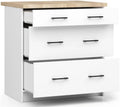 Armoire de Cuisine Moderne OLIWIA S80 - Buffets avec 3 Tiroirs - Panneau Stratifié 16 mm - Placage ABS Résistant - Facile à Monter - Couleur Blanc - Haute Durabilité