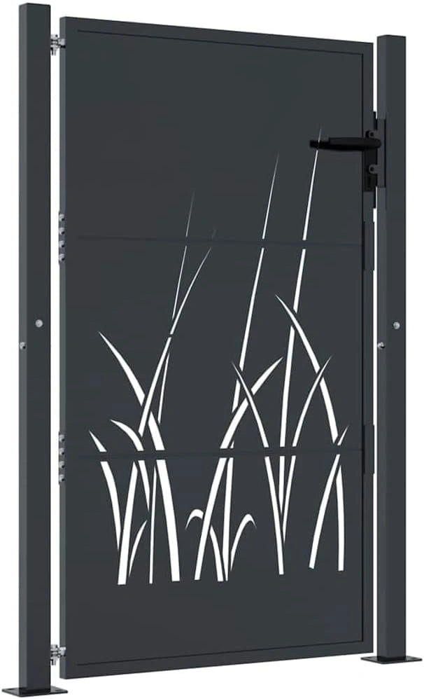 Portail de Jardin en Acier Anthracite 100x150 cm avec Verrou