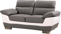 Sofa Fixe 2 Places en Cuir Synthétique et PVC, Dimensions 169x88x90 cm, Gris/Blanc