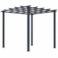 Pergola Autoportante Contemporaine avec Toit D¨¦coratif en M¨¦tal Noir 3x3x2,3m