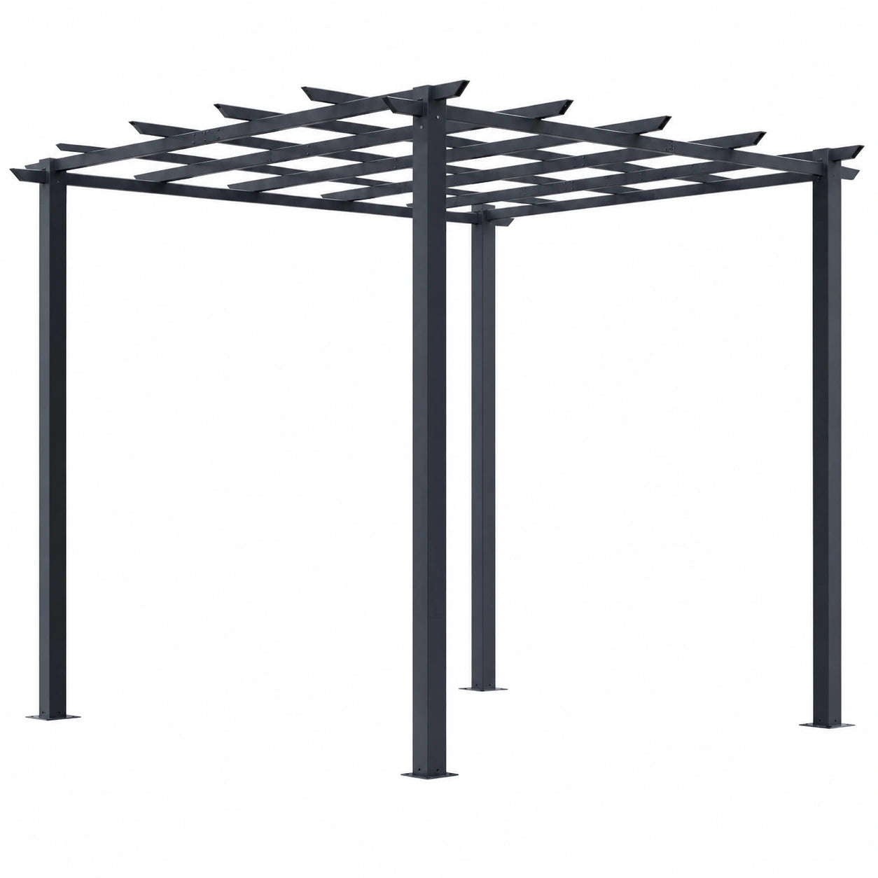 Pergola Autoportante Contemporaine avec Toit D¨¦coratif en M¨¦tal Noir 3x3x2,3m