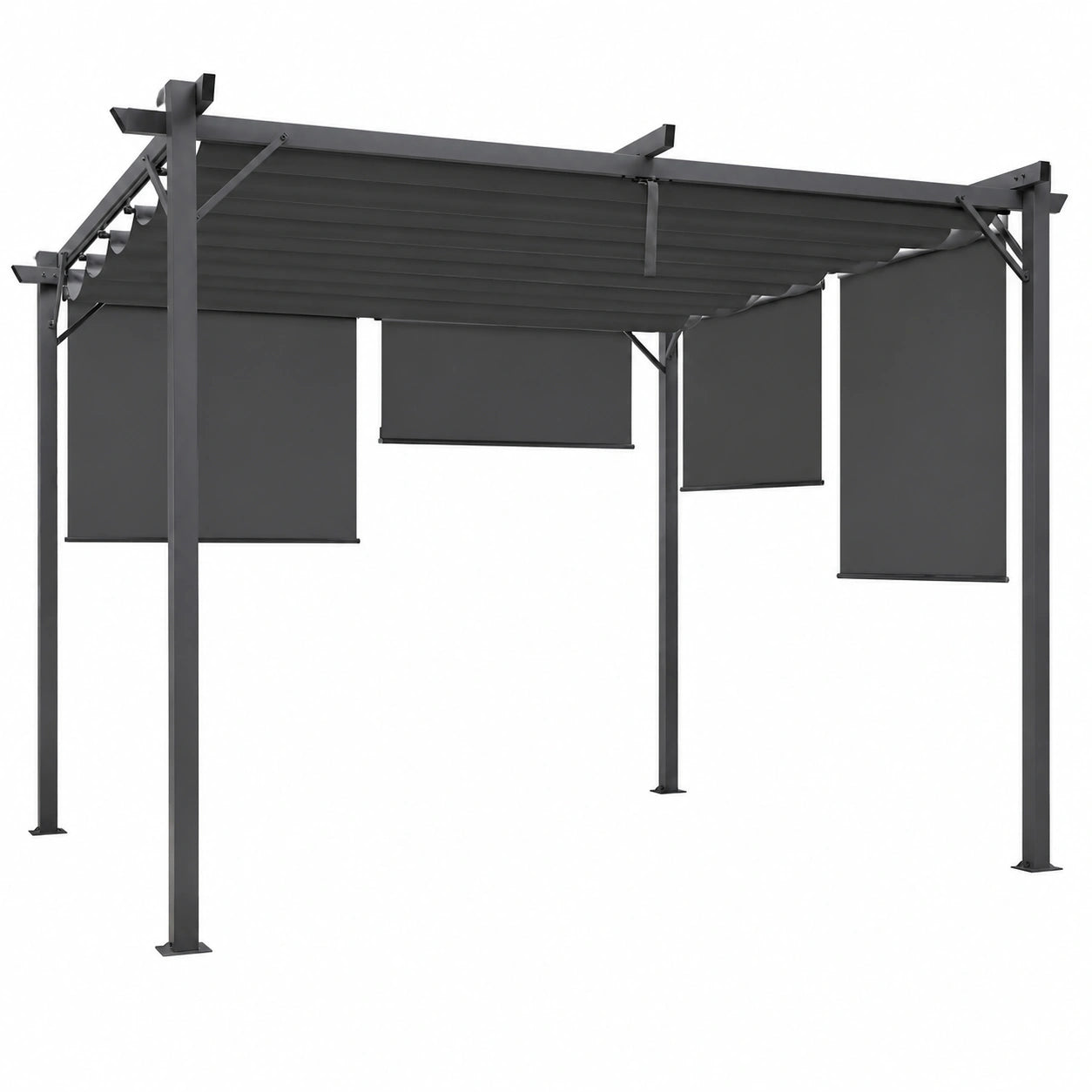 Pergola moderne avec toit r¨¦tractable et stores anthracite