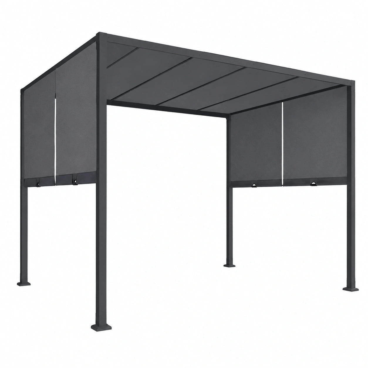 Pergola de Jardin ¨¤ Toile Coulissante 3x3 M Gris Anthracite