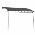 Pergola m¨¦tallique avec toit en polyester et drainage int¨¦gr¨¦, 400 x 296 x 200/262 cm, gris fonc¨¦