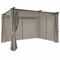 Pergola avec Toit R¨¦tractable et Rideaux Taupe 3x4 M