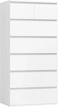FOREHILL Armoire 7 Tiroirs en Bois Blanc pour Chambre et Salon - 60x40x119cm