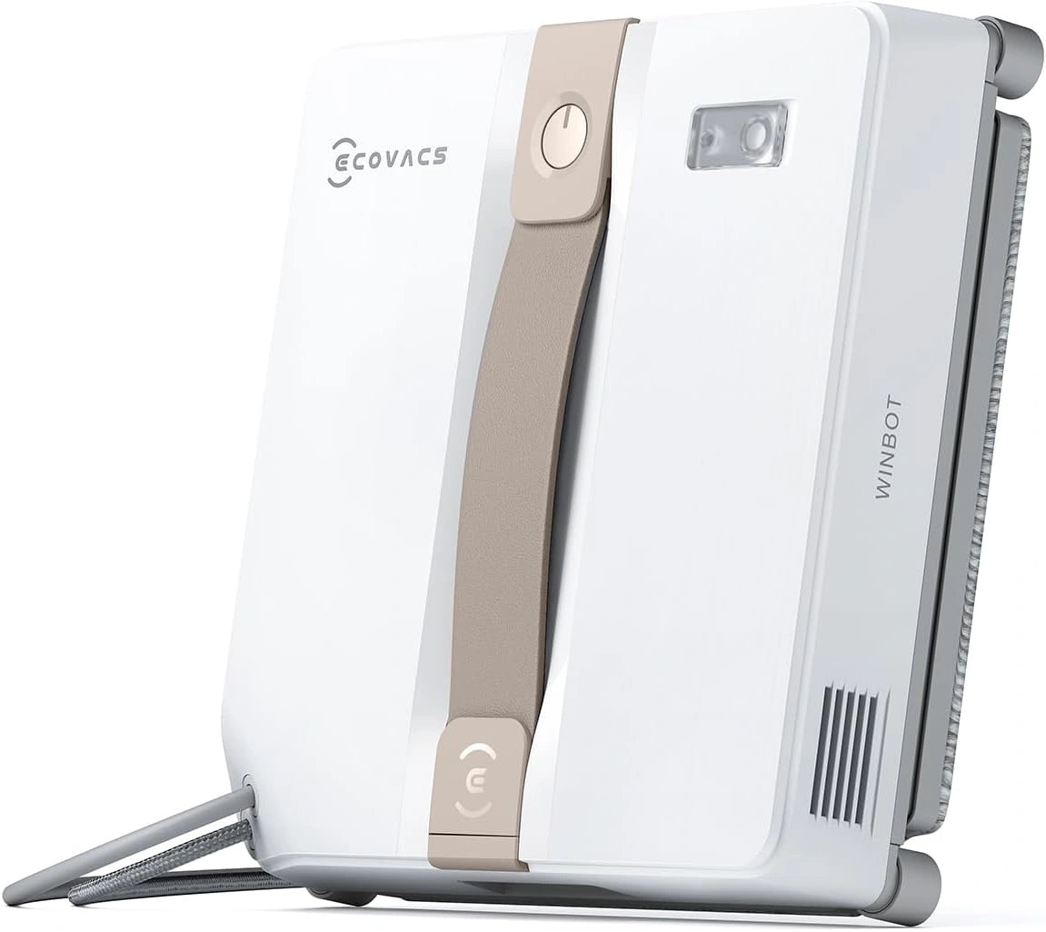 ECOVACS WINBOT Mini Robot lave-vitres compact, buses doubles, pulvérisation ultrasonique, système de sécurité avancé, navigation intelligente, blanc