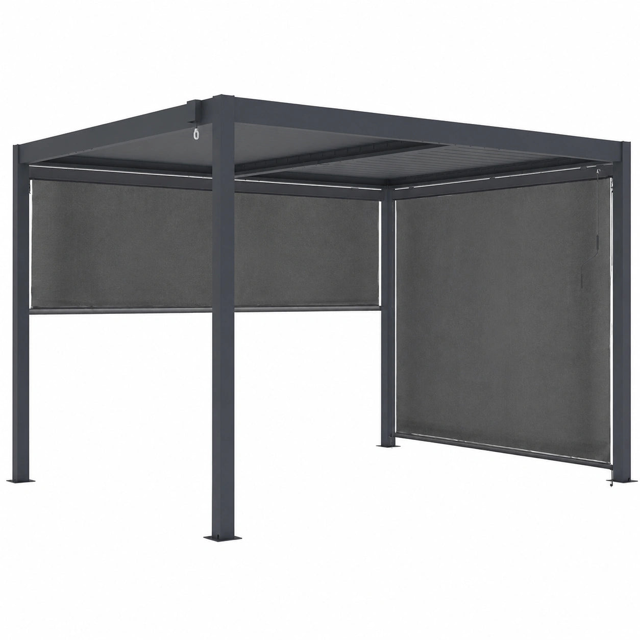 Pergola bioclimatique en aluminium avec double store 3 x 4 m - Gris