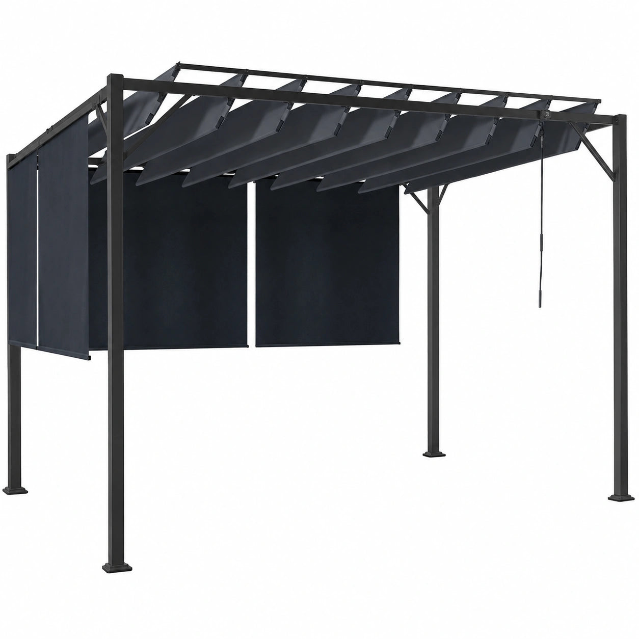 Pergola de Jardin ¨¤ Lames Orientables Gris Anthracite 3x4m avec Stores