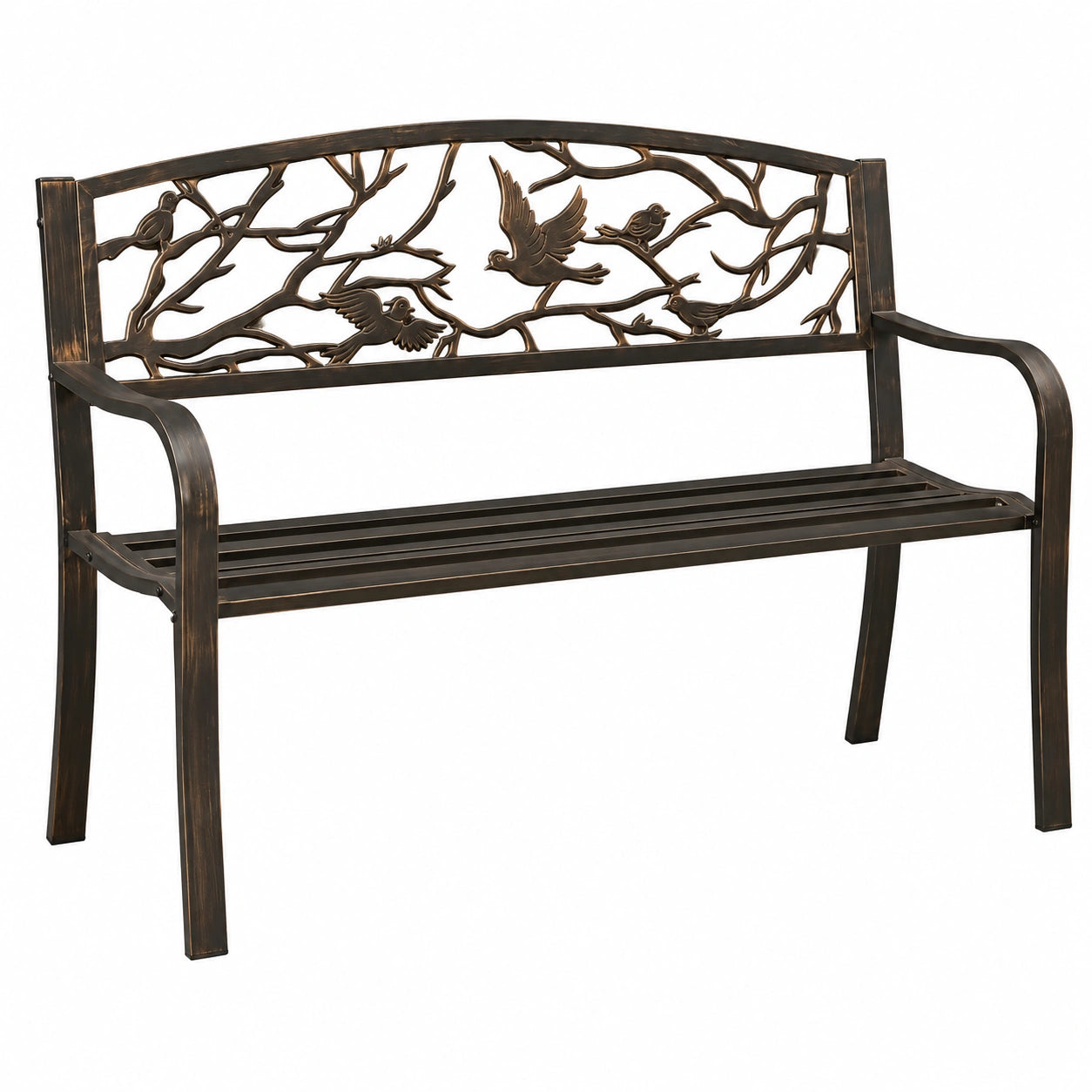 Banc de Jardin en Fer pour 3 Personnes avec Dossier et Accoudoirs