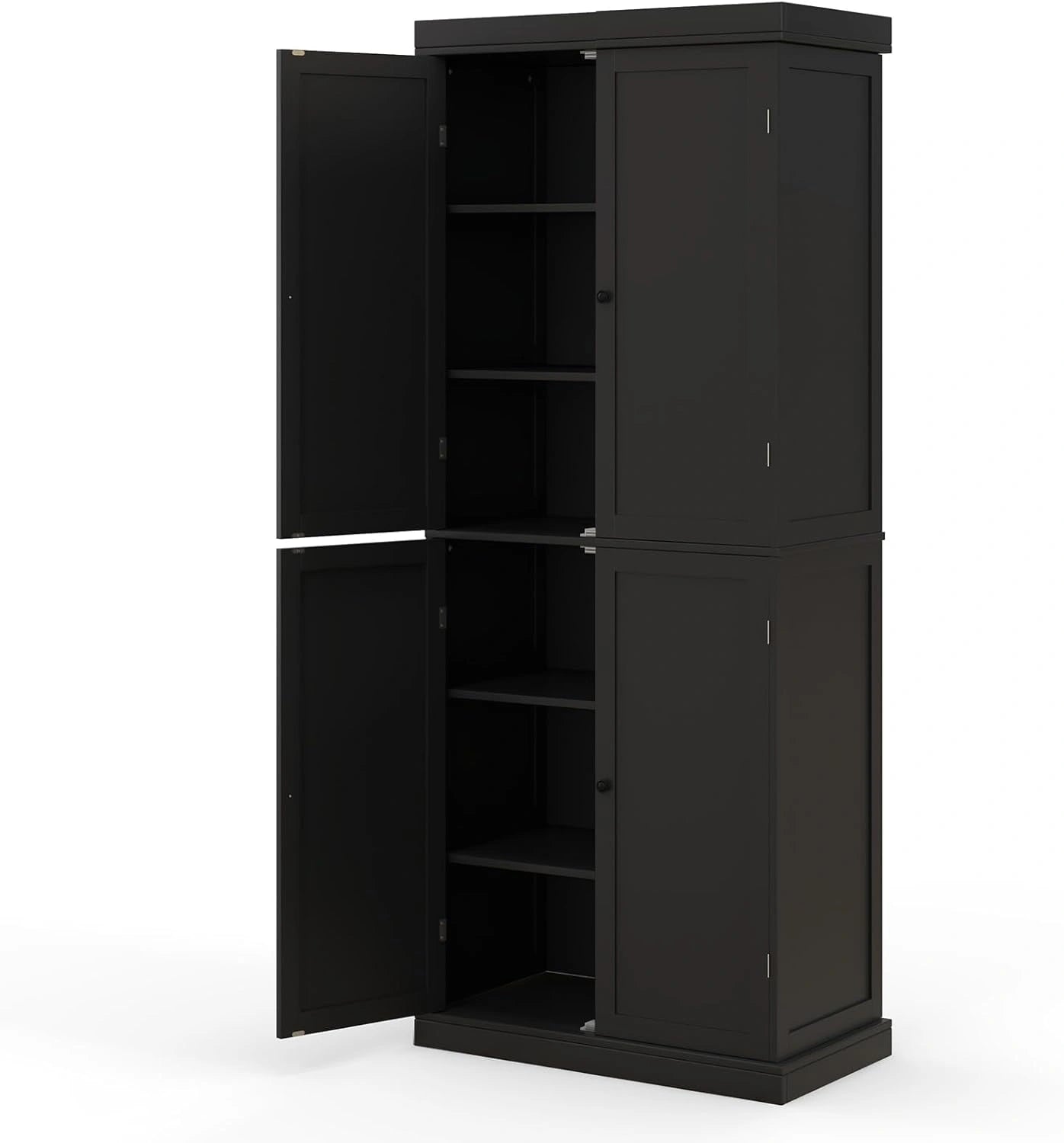 COSTWAY Armoire à 4 Portes, 5 Étagères, Blanc, Poignées Rondes, Rangement Multifonction pour Chambre, 76x40x184,5 cm