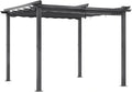 Pergola en Aluminium 3x3M, Toit Coulissant, Tissu Résistant UV et Imperméable