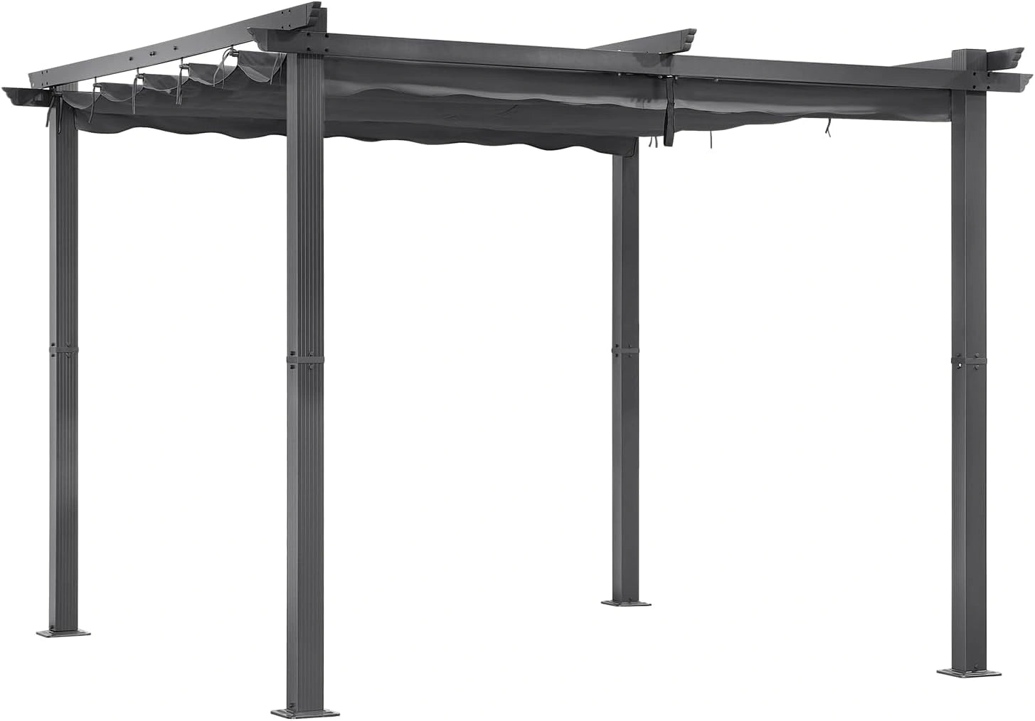 Pergola en Aluminium 3x3M, Toit Coulissant, Tissu Résistant UV et Imperméable