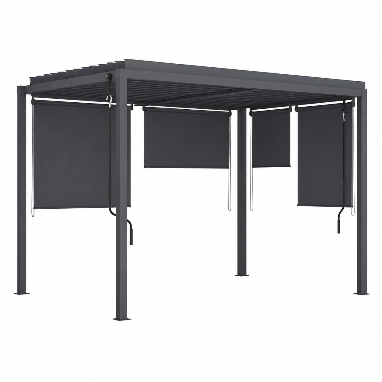Pergola Bioclimatique en Acier avec Lames Orientables et Stores