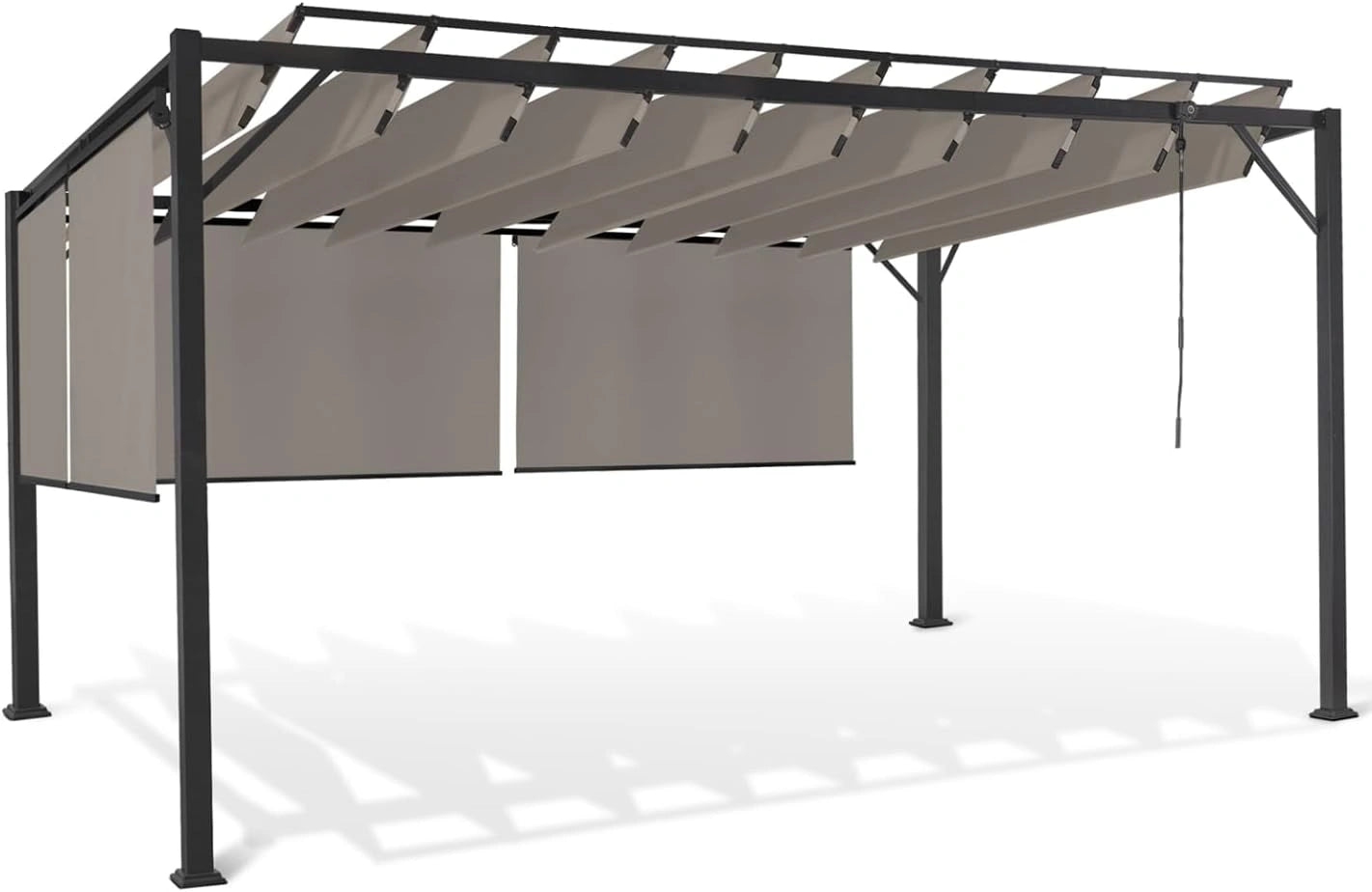 Pergola de Luxe à Lames Orientables 3x4 m avec 4 Stores Taupe - IDMarket