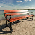 Banc de Jardin en Métal et Bois 170 cm avec Dossier Résistant aux Intempéries