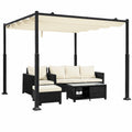 Pergola R¨¦tractable 3x3m pour Jardin et Terrasse, Protection Solaire, Structure M¨¦tal et Toile Polyester