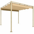 Pergola r¨¦tractable coulissante 3x3 m en polyester anti-UV pour jardin et terrasse