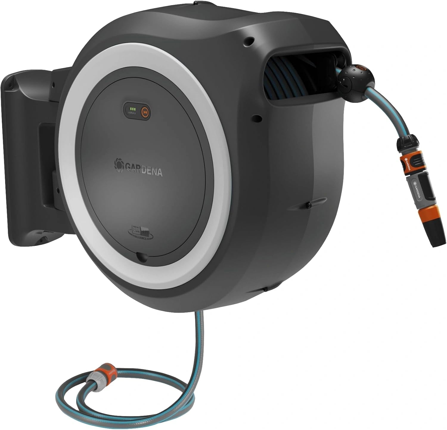 Enrouleur mural automatique Gardena PowerRoll XL avec tuyau de 35 m et technologie RollControl