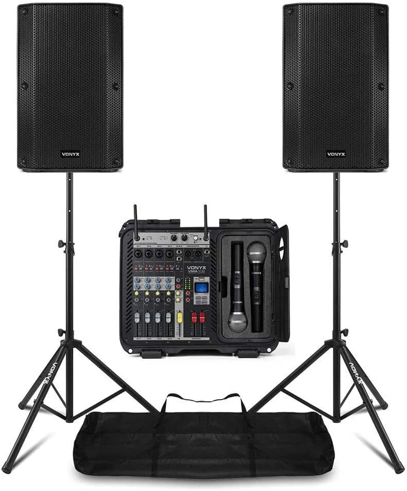 Système Sono 1600W avec Mixeur, Micros UHF, Enceintes et Bluetooth