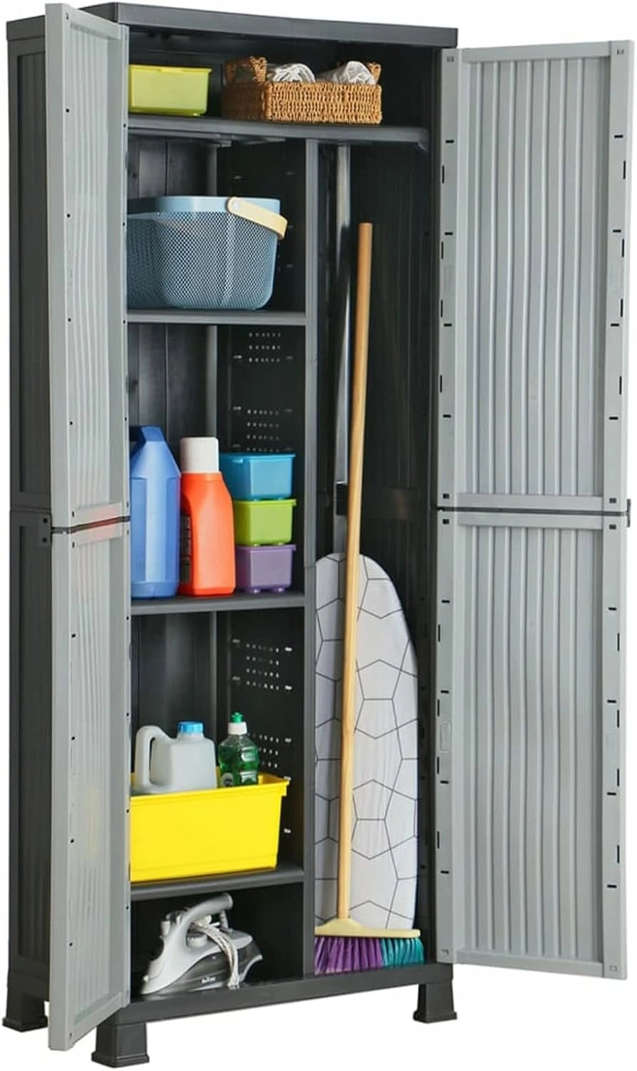 Armoire de Rangement en Plastique pour Extérieur 68x39x171,5 cm