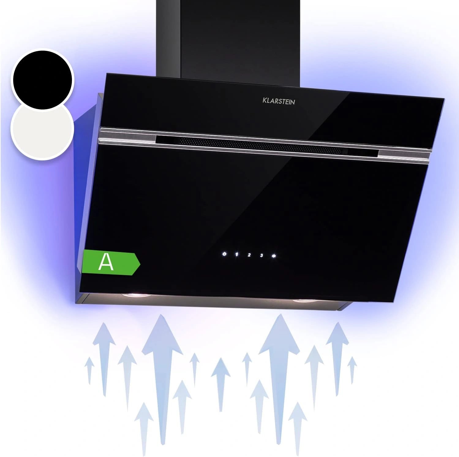 Klarstein Alina 60 Hotte Aspirante, 600 m³/h, Éclairage LED, Silencieuse 63 dB, Efficacité Énergétique A, Design Moderne, 60 cm, Noir