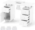 Table de Manucure Professionnelle avec Roues et Aspirateur - Blanc