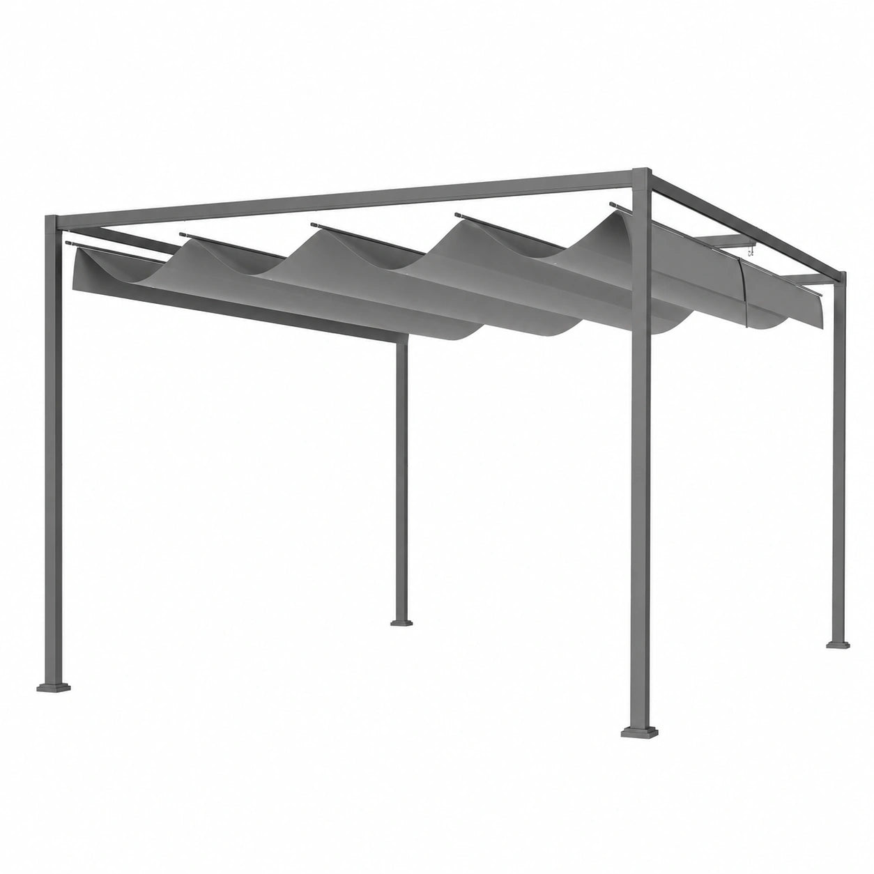 Pergola r¨¦tractable 4x3m en m¨¦tal avec toile polyester 180g/m2