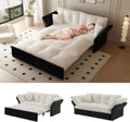 Canapé-Lit Gigogne 190 cm Convertible 3 en 1 en Velours Beige avec Capitonnage et Coussins