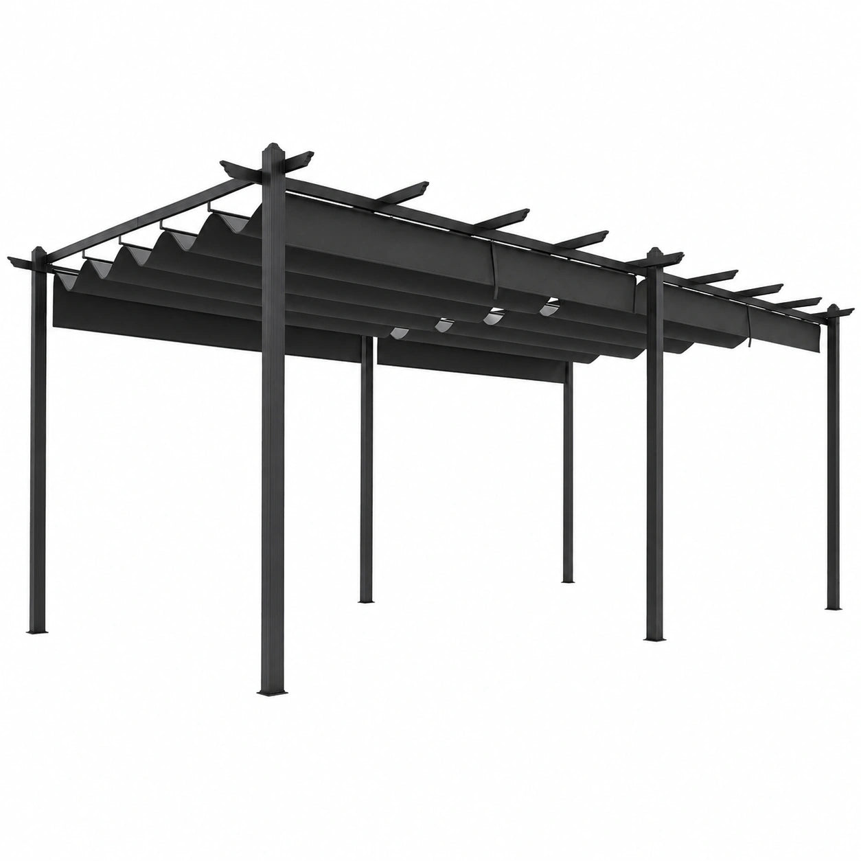 Pergola de Jardin Ext¨¦rieur R¨¦tractable 3,6 x 6 m pour Terrasse Aluminium et Polyester