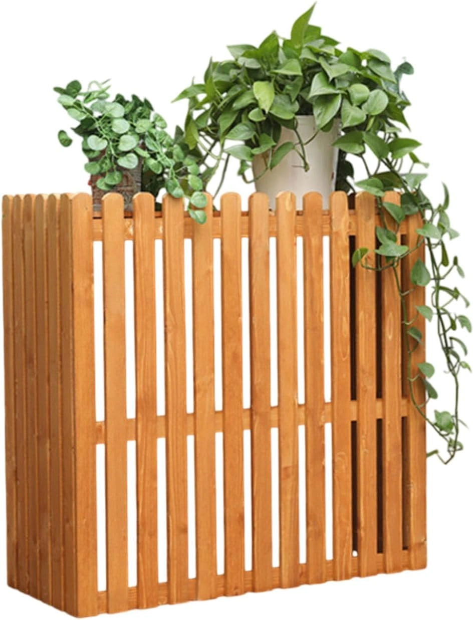 Couverture en bois massif pour climatiseur extérieur, résistante aux intempéries, avec étagère décorative et support pour plantes, idéale pour terrasse et jardin (120 x 60 x 105 cm, couleur A)