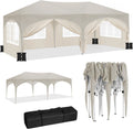 Pergola de Jardin WOLTU 3x6m, Tonnelle Pliante avec Parois Latérales et Sacs de Sable, Résistante à l'Eau et UV, Hauteur Ajustable, Sac de Transport Inclus