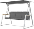 Balancelle de Jardin 3 Places Ajustable avec Matelas, Cadre en Acier, 205 x 130 x 175 cm, Gris
