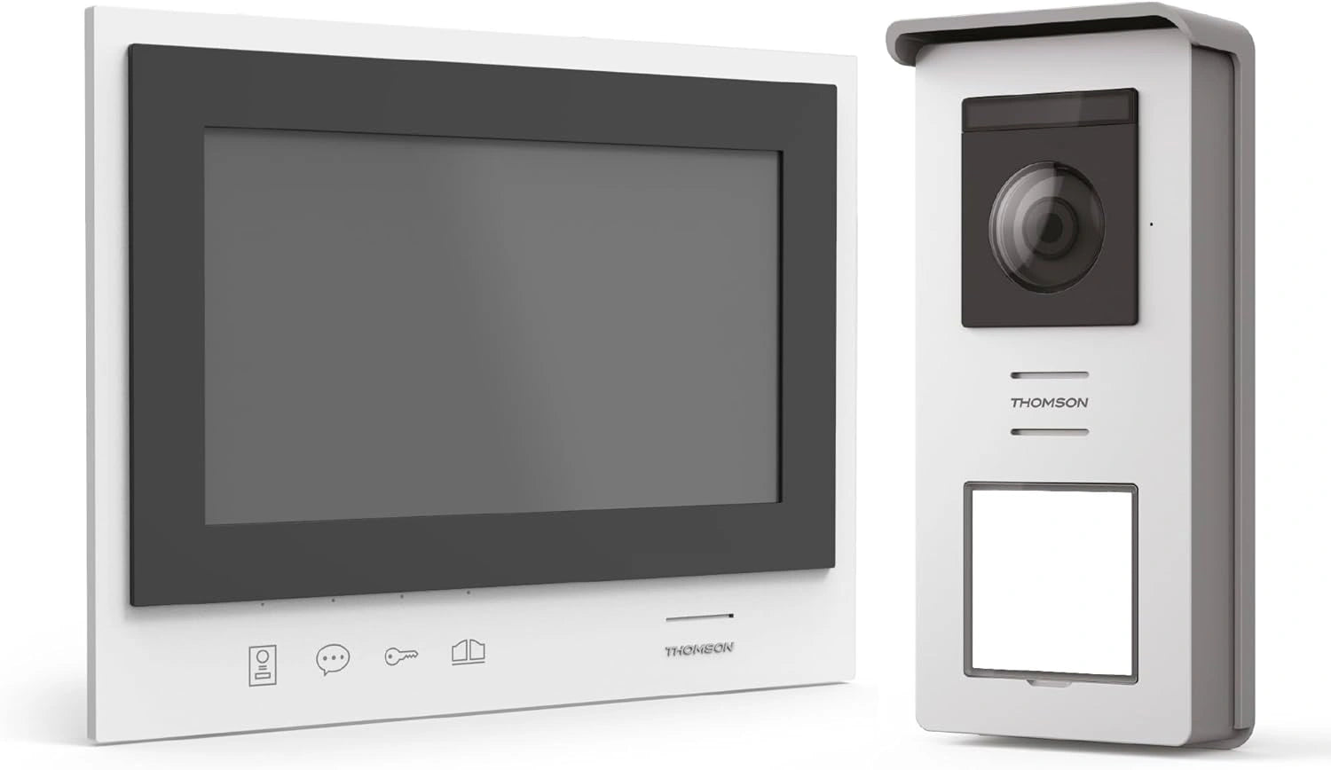 Visiophone Sans Fil HD Thomson - Écran 7'' avec Vision Nocturne, Portée 350m, Carte SD 8Go Incluse, Commande Portillon et Portail, Conception Étanche, Garantie 3 Ans