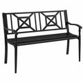 Banc de jardin 2 places avec dossier haut et accoudoirs ergonomiques en acier