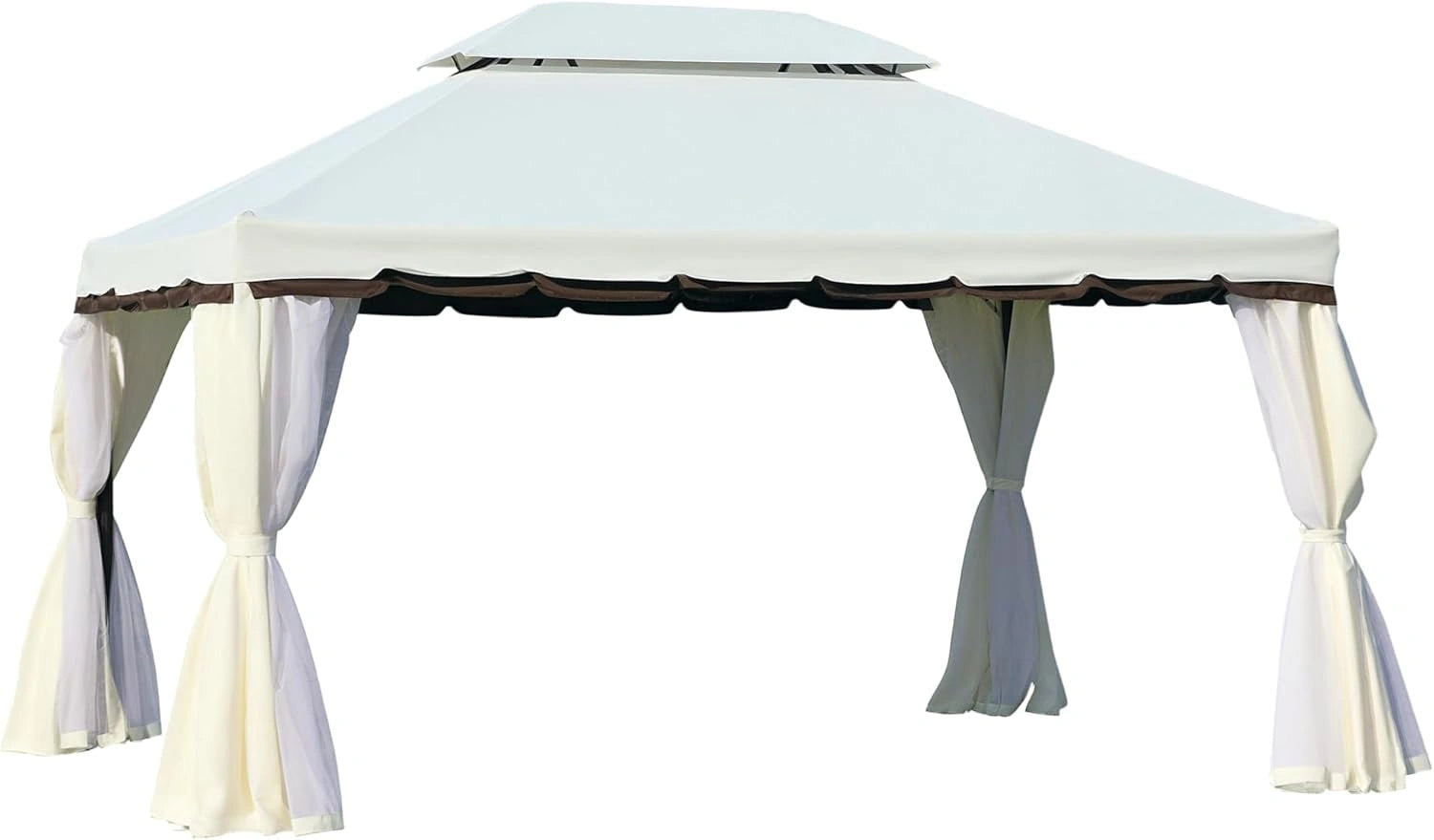 Pavillon de Jardin en Aluminium 4x3m avec Rideaux et Moustiquaire, Idéal pour Mariages et Événements