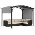 Pergola de Jardin Ext¨¦rieur avec Toit R¨¦tractable, 3x2,5M, Cadre M¨¦tallique et Tissu Imperm¨¦able