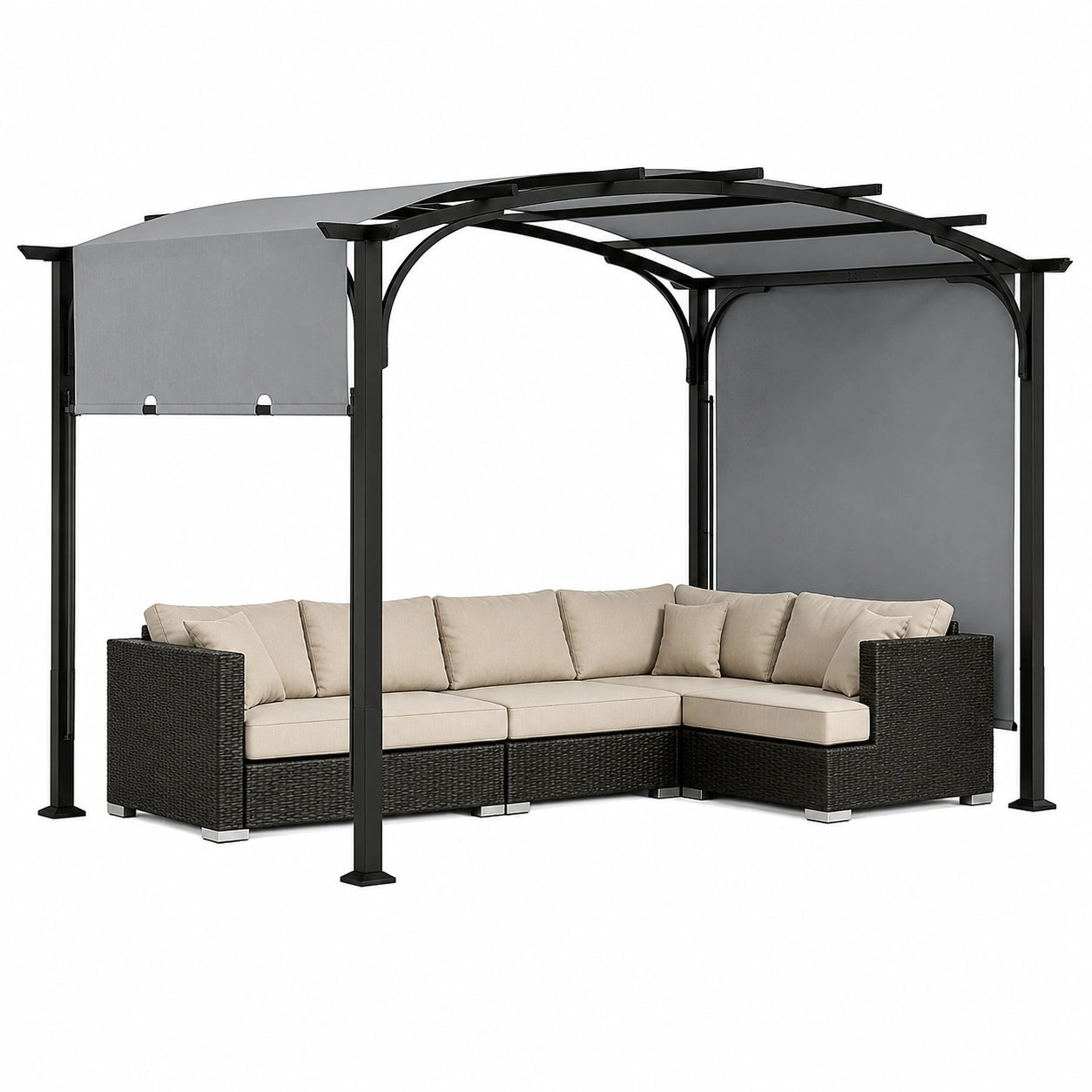 Pergola de Jardin Ext¨¦rieur avec Toit R¨¦tractable, 3x2,5M, Cadre M¨¦tallique et Tissu Imperm¨¦able