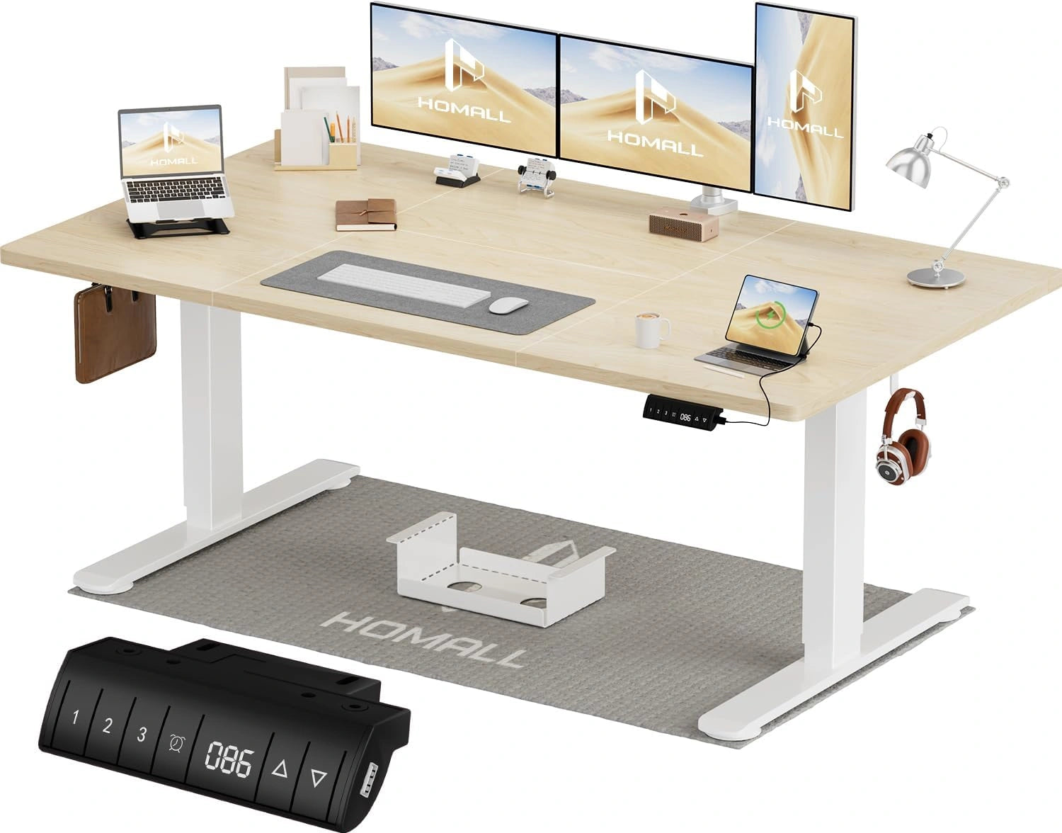 Bureau Électrique Réglable Homall 160x80 cm avec Mémoire et Anti-Collision