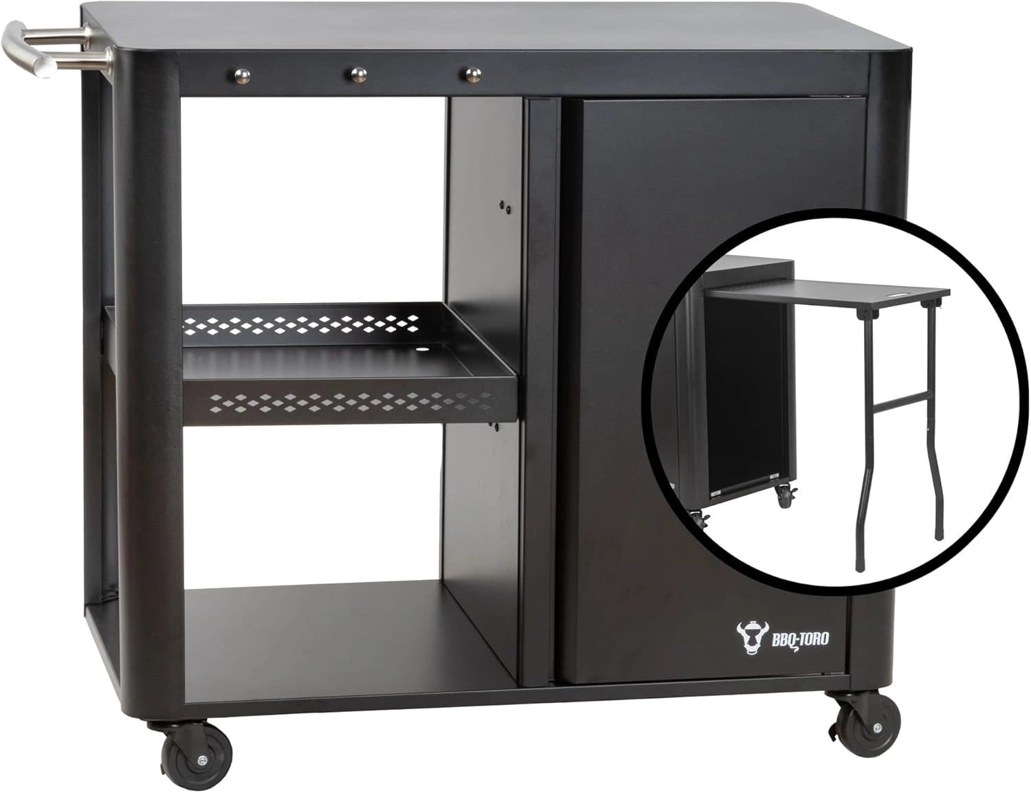 Chariot de Barbecue Extérieur avec Large Espace de Travail, 95x50x80 cm, Noir