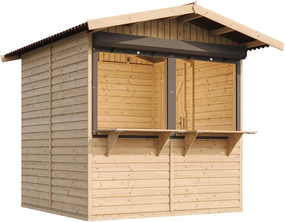 Abri de Jardin en Bois avec Fenêtres et Volets, 4m², Pin/Épicéa