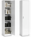 Bibliothèque de Rangement Polyvalente, Armoire Étagère 4 Niveaux, 40 x 35 x 180 cm, pour Maison et Bureau, Couleur Blanche