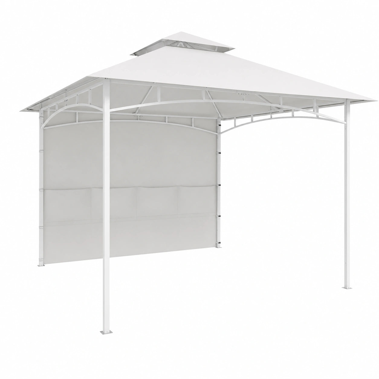 Pavillon de Jardin 3x3 m avec Toit Double et Rideaux Amovibles, Cr¨¨me
