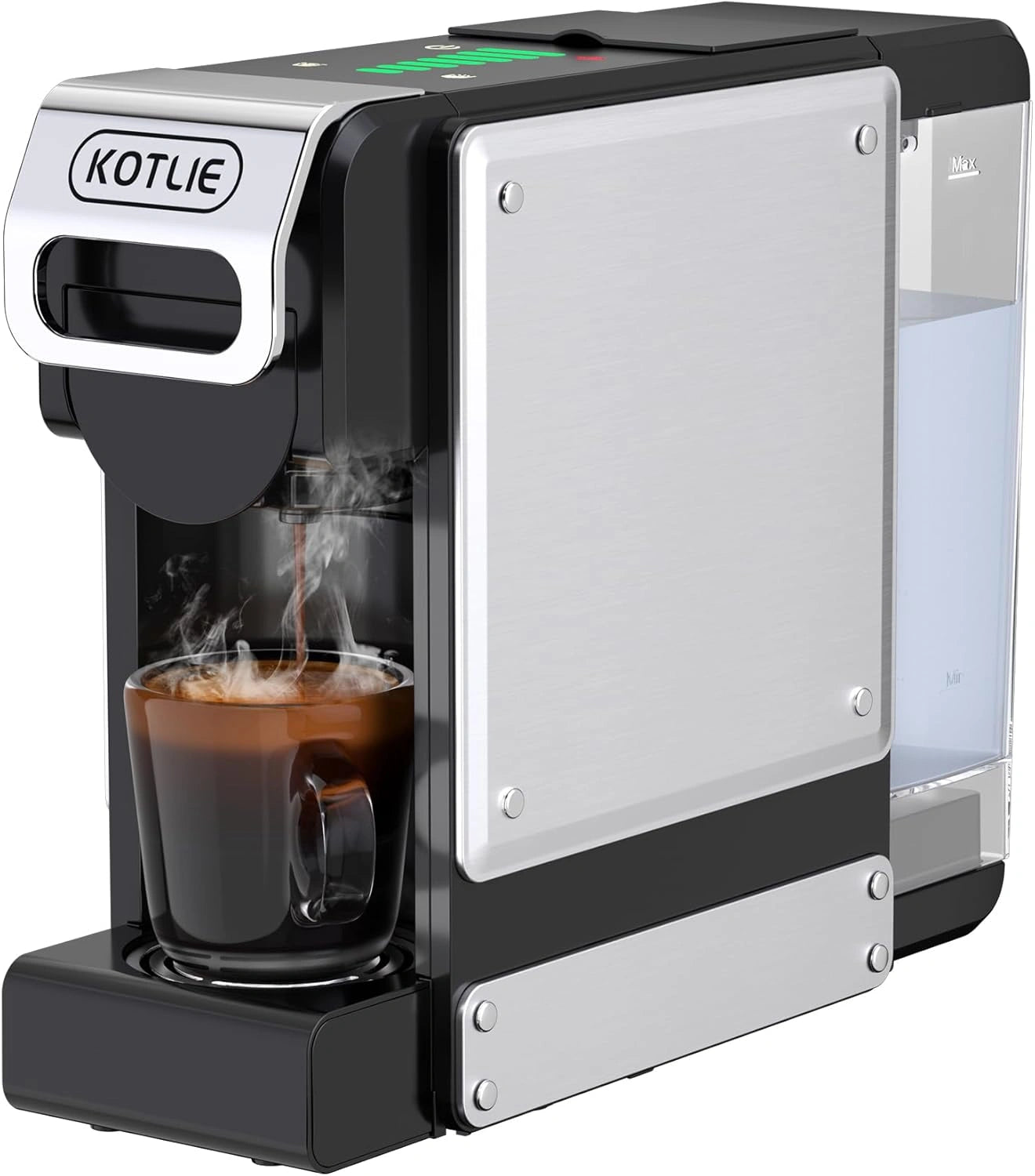 Cafetière à Capsules Multifonction 5-en-1, 19 Bars, Réservoir 1L, Compatible Nespresso, Dolce Gusto, LAVAZZA A Modo Mio, Café Moulu, Dosettes ESE 44mm, 7 Réglages d'Eau, Design Compact