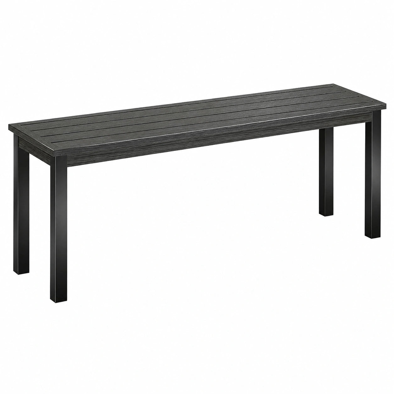 Banc d'ext¨¦rieur 2 places en m¨¦tal sans dossier, lattes effet bois