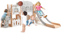 Ensemble de Jeux Enfant 8-en-1 avec Toboggan, Tunnel et Plus, Rose et Gris