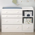 Table à Langer Bébé avec 5 Tiroirs et 2 Espaces Ouverts – Commode Blanche 120x50x91.5cm